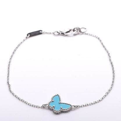 Van Cleef & Arpels 18K White Gold Turquoise Sweet Alhambra Butterfly Bracelet 4 of 8