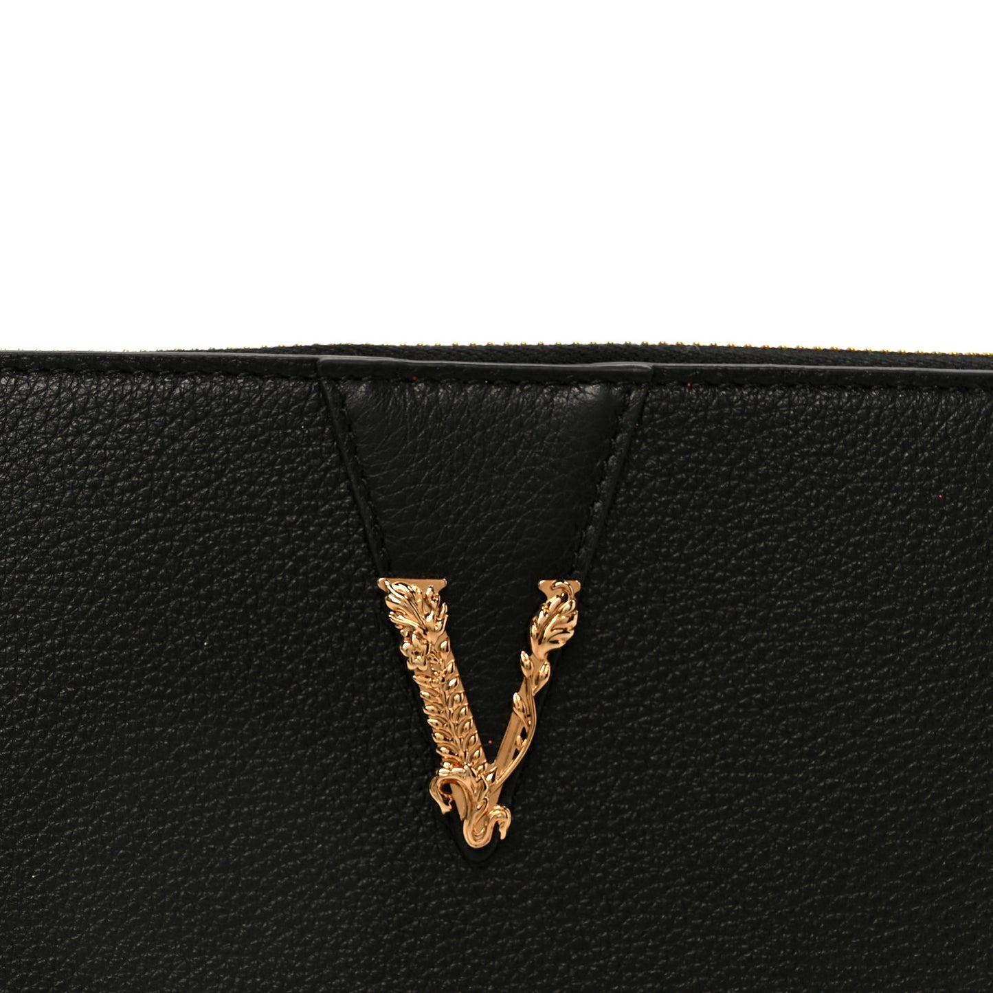 Grained Calfskin Virtus Zip Around Wallet Black
