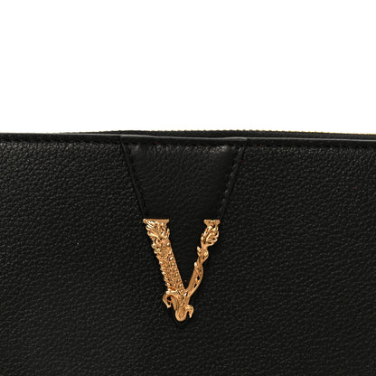 Versace Grained Calfskin Virtus Zip Around Wallet Black 8 of 9