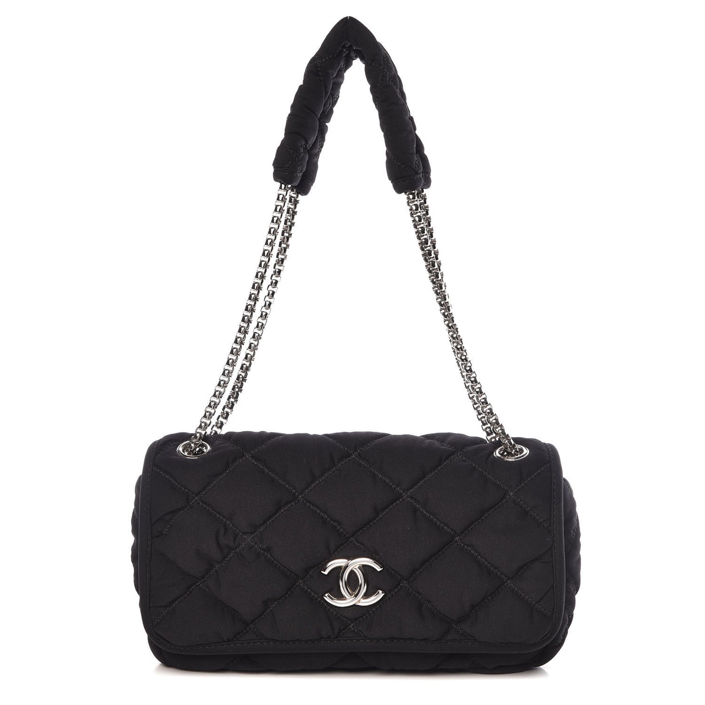 Nylon Small Bubble Quilt Flap Black