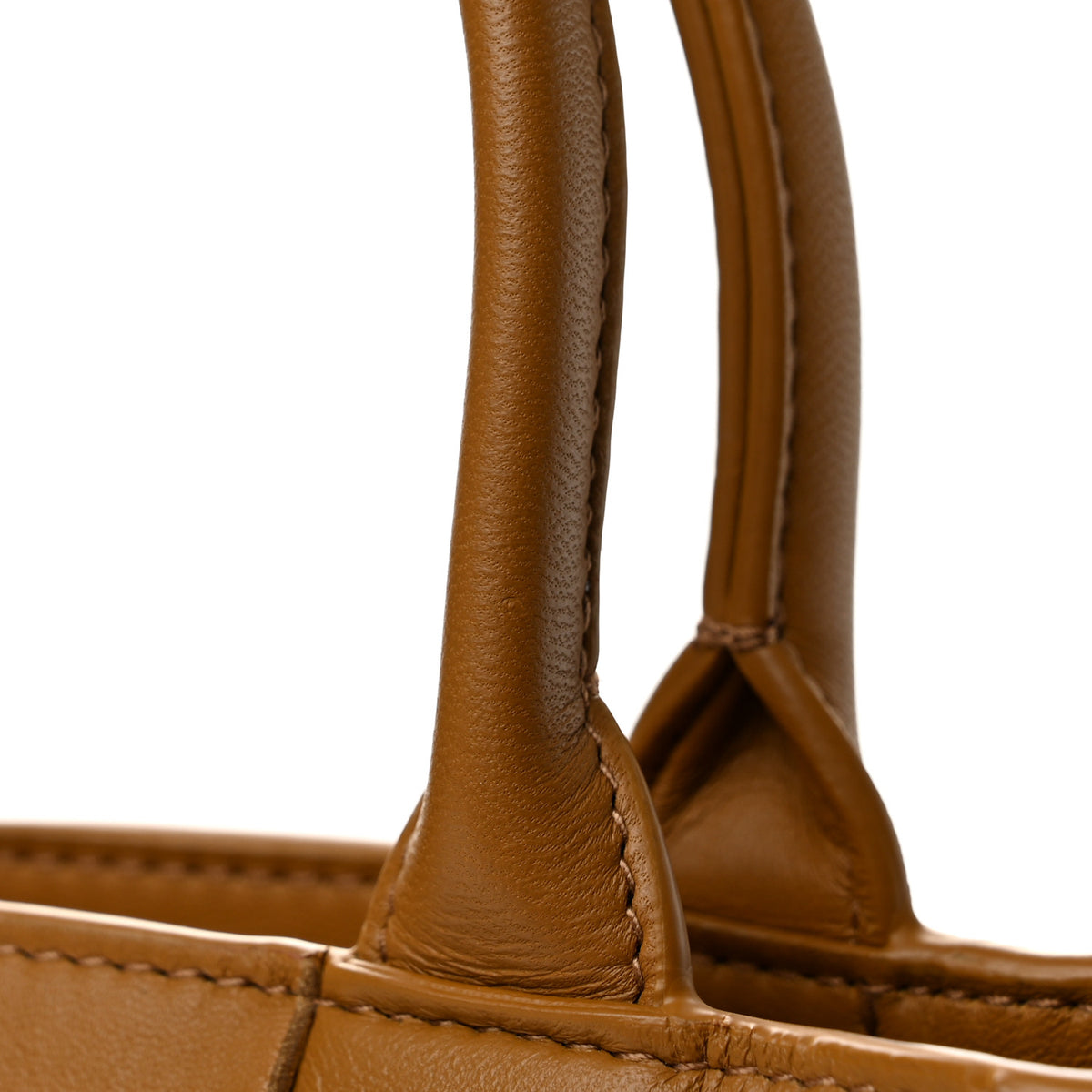 Bottega Veneta Lambskin Maxi Intrecciato Mini North South Cassette Tote Camel Gold 13 of 14