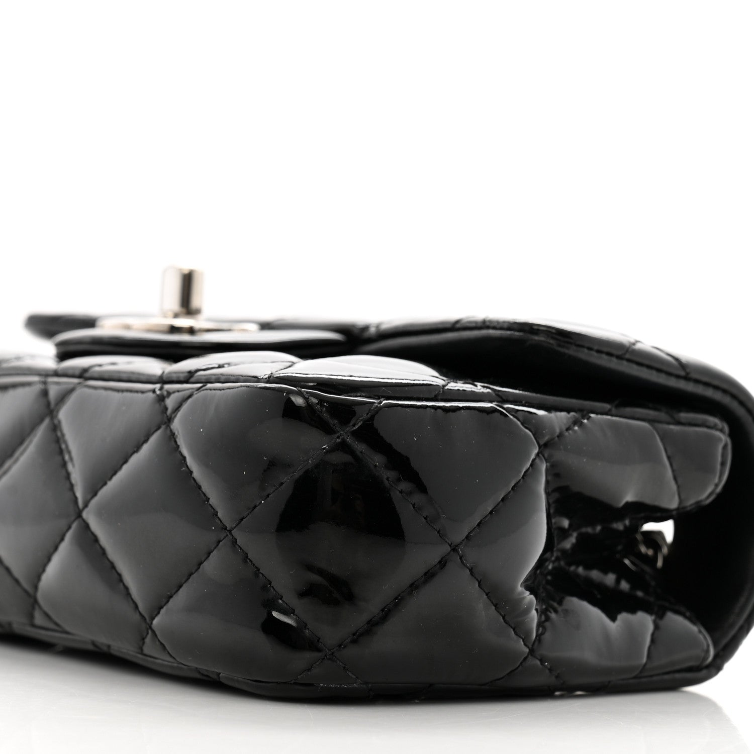 Chanel Patent Calfskin Quilted Extra Mini Rectangular Flap Black 10 of 12