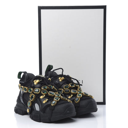 Gucci X SEGA Mesh Suede Calfskin Removable Crystals Womens Flashtrek Sneakers 36.5 Black Silver 9 of 9