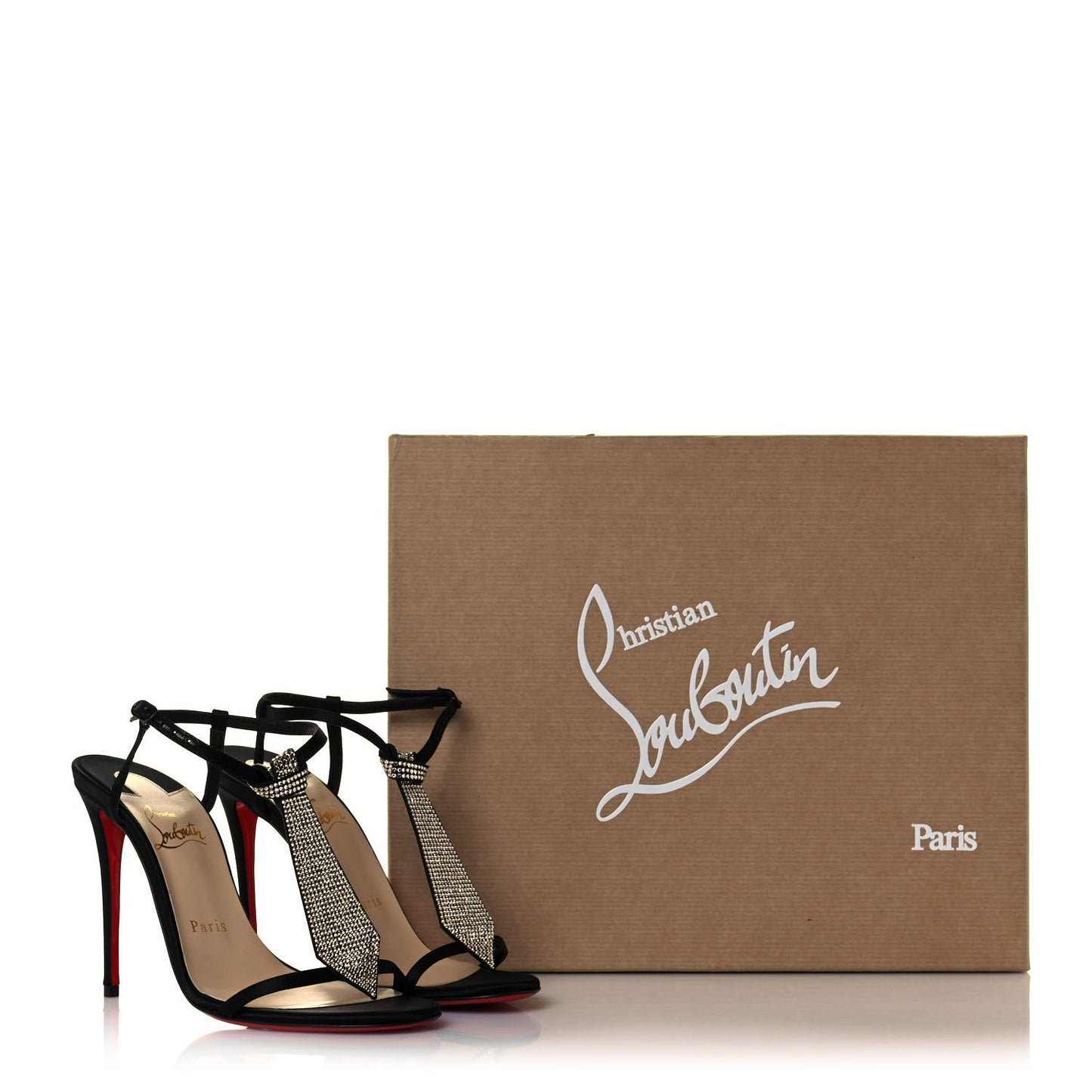 Satin Crepe Strass T Cab 100 T-Strap Sandals 36.5 Black