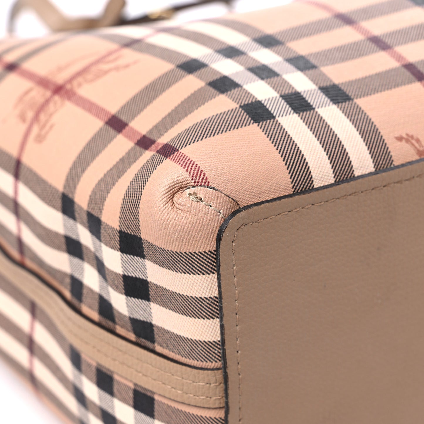 Grainy Calfskin Haymarket Check Medium Reversible Tote Camel