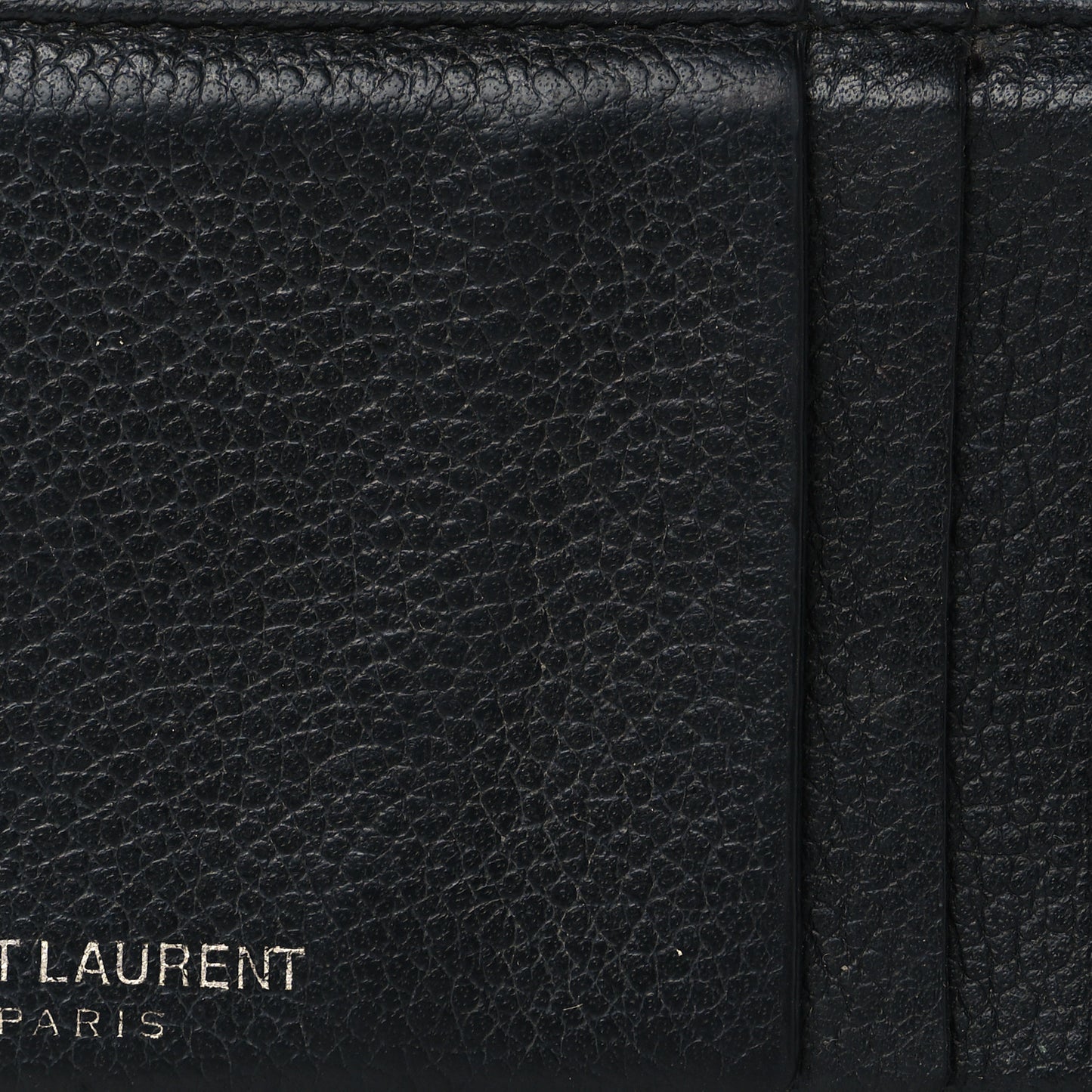 Grained Calfskin 5 Fragments Zip Pouch Card Holder Black