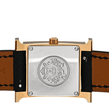 Hermes Stainless Steel Epsom Diamond Mother of Pearl 21mm Heure H Hour Quartz Watch Noir 4 of 5