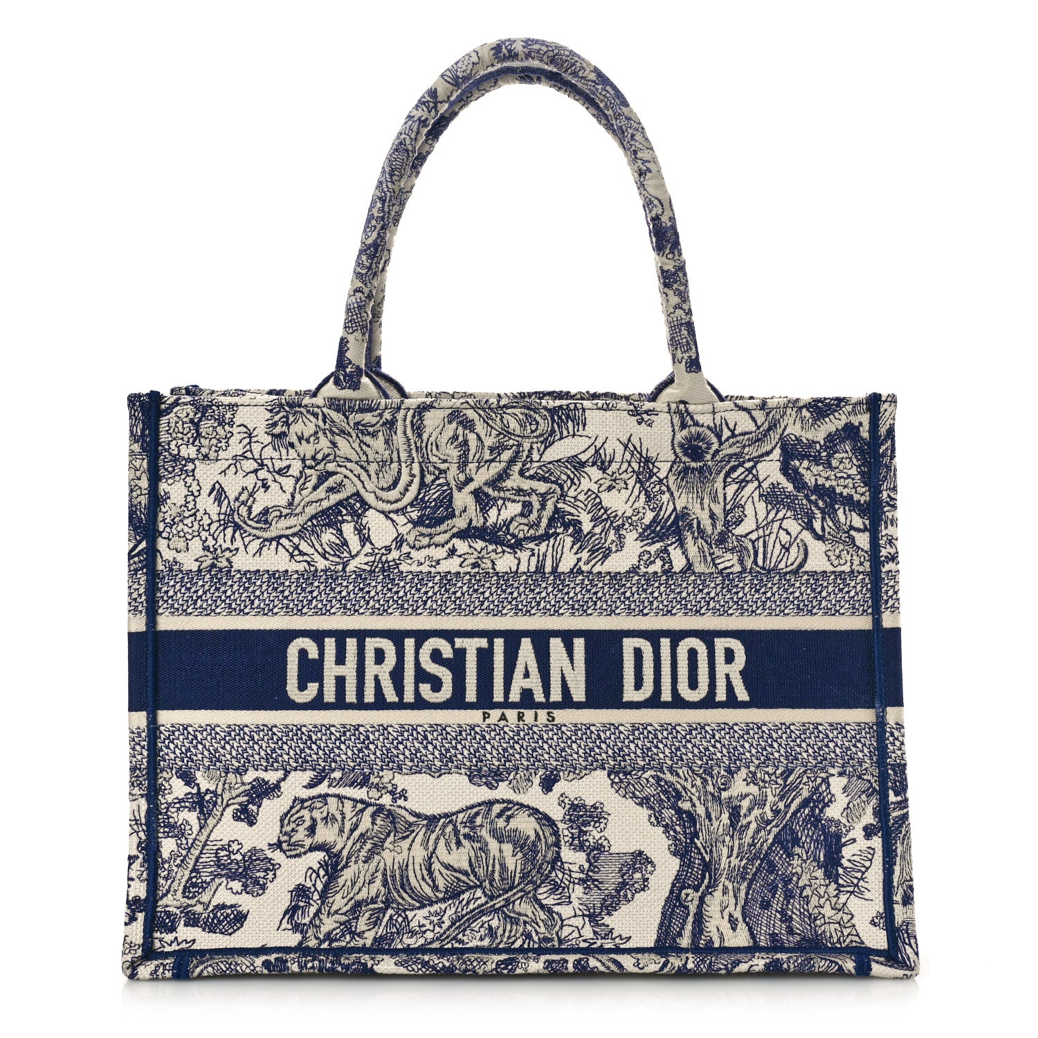 Christian Dior Canvas Embroidered Medium Dioriviera Toile De Jouy Book Tote White 1 of 11