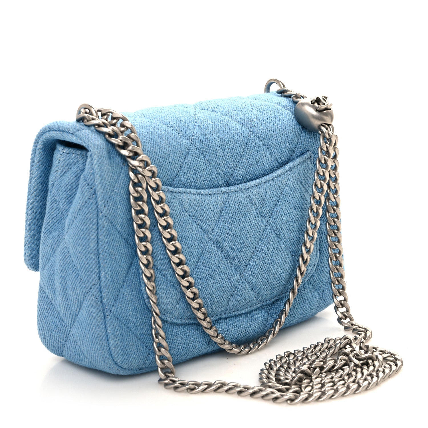 Chanel Denim Quilted Sweetheart Mini Flap Blue 3 of 10