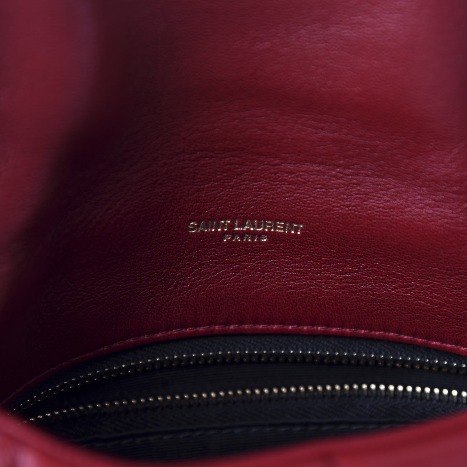 Saint Laurent Lambskin Quilted Toy Loulou Puffer Monogram Chain Satchel Red 9 of 12