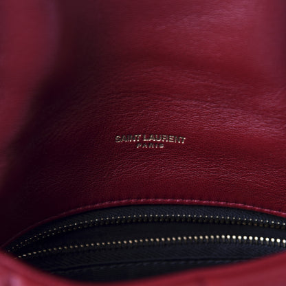 Saint Laurent Lambskin Quilted Toy Loulou Puffer Monogram Chain Satchel Red 9 of 12