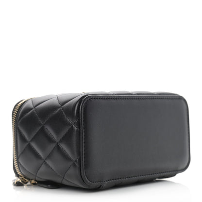 Chanel Lambskin Quilted Small Top Handle Vanity Case With Chain Black 4 of 14