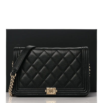 Chanel Caviar Quilted Boy Wallet On Chain WOC Black 10 of 10