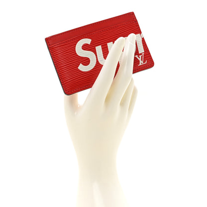 Louis Vuitton X SUPREME Epi Card Holder Red 2 of 11