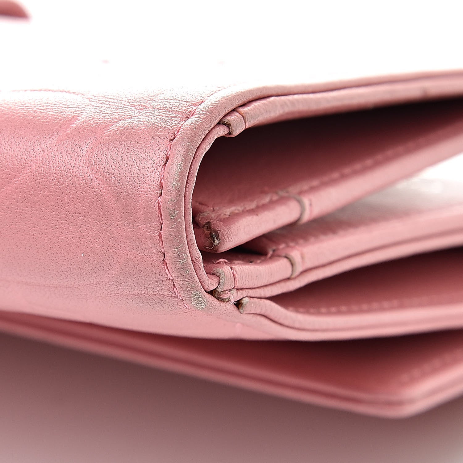 Chanel Lambskin Camellia Embossed Long Double Wallet Pink 11 of 19