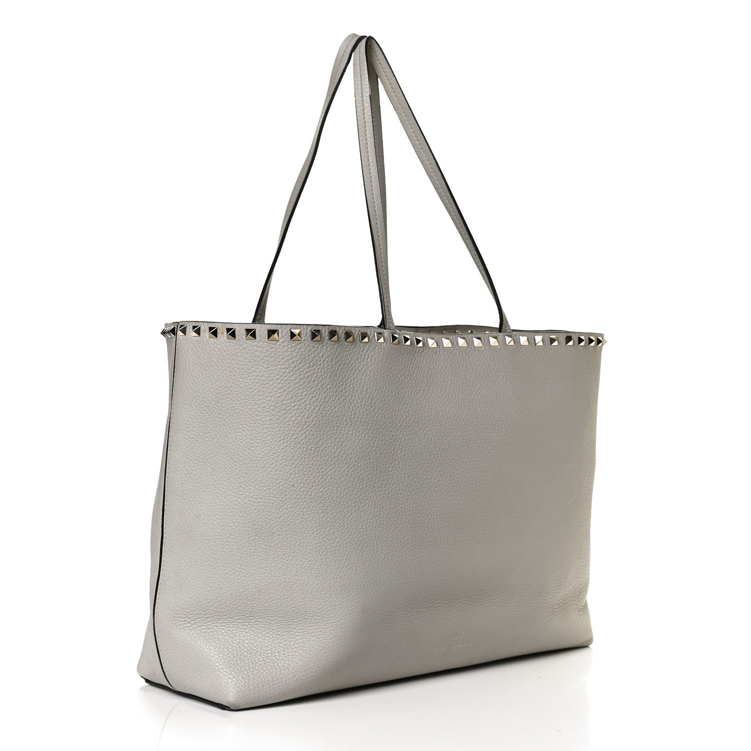 Valentino Garavani Grained Calfskin Rockstud Shoulder Tote Pastel Grey 2 of 14