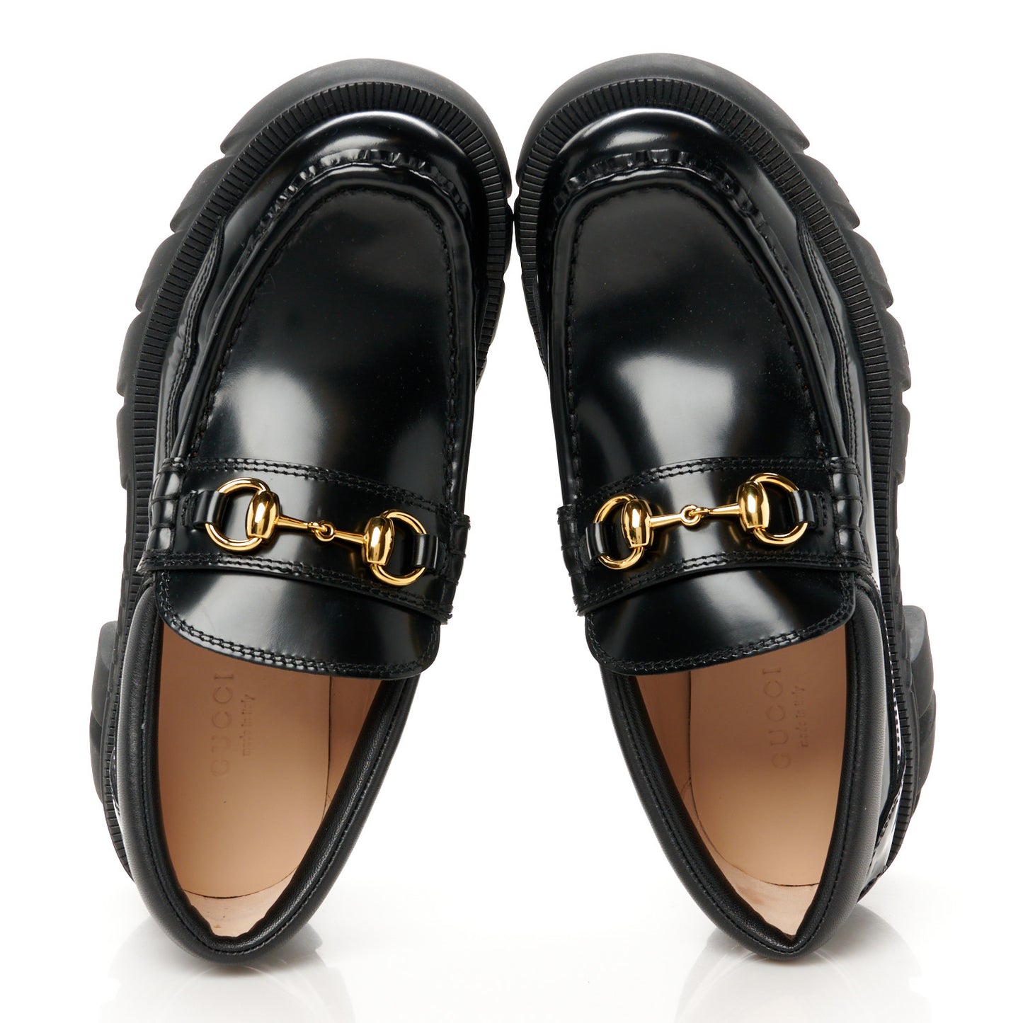 Magnum Calfskin Nappa Samoa Womens Horsebit Platform Chunky Lug Sole 40mm Loafers 35 Black