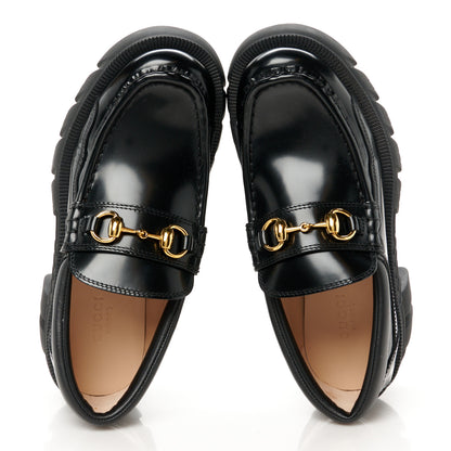 Gucci Magnum Calfskin Nappa Samoa Womens Horsebit Platform Chunky Lug Sole 40mm Loafers 35 Black 2 of 11