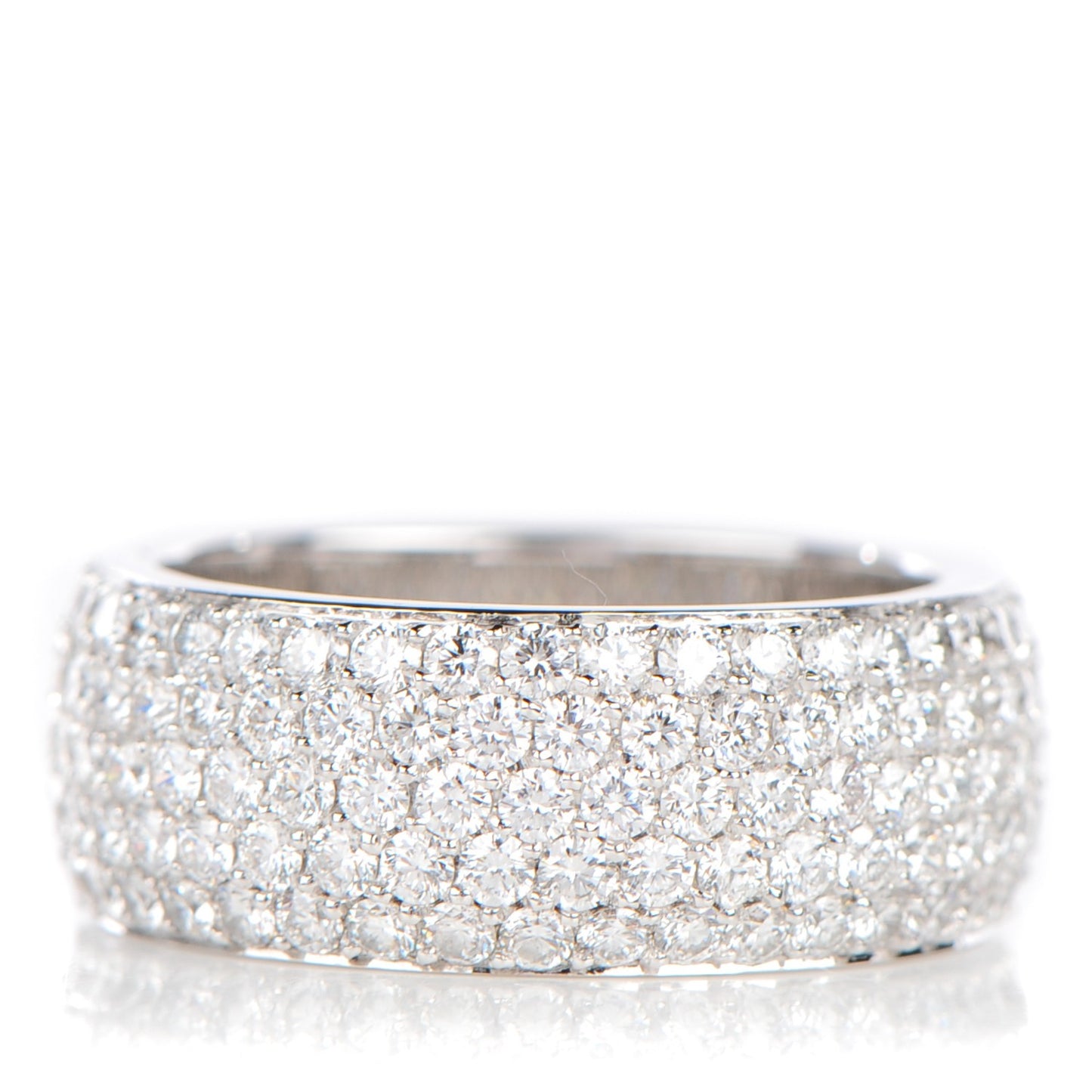 18K White Gold Diamond 5 Row Half Paved Band Ring 56 7.5