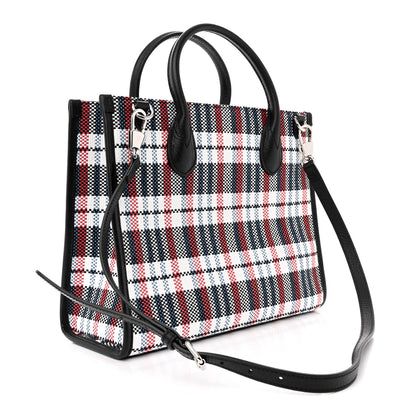 Gucci Canvas Plaid ICCUG Embroidered Small Tote Bag Black White Red Blue Smile Yellow 3 of 12