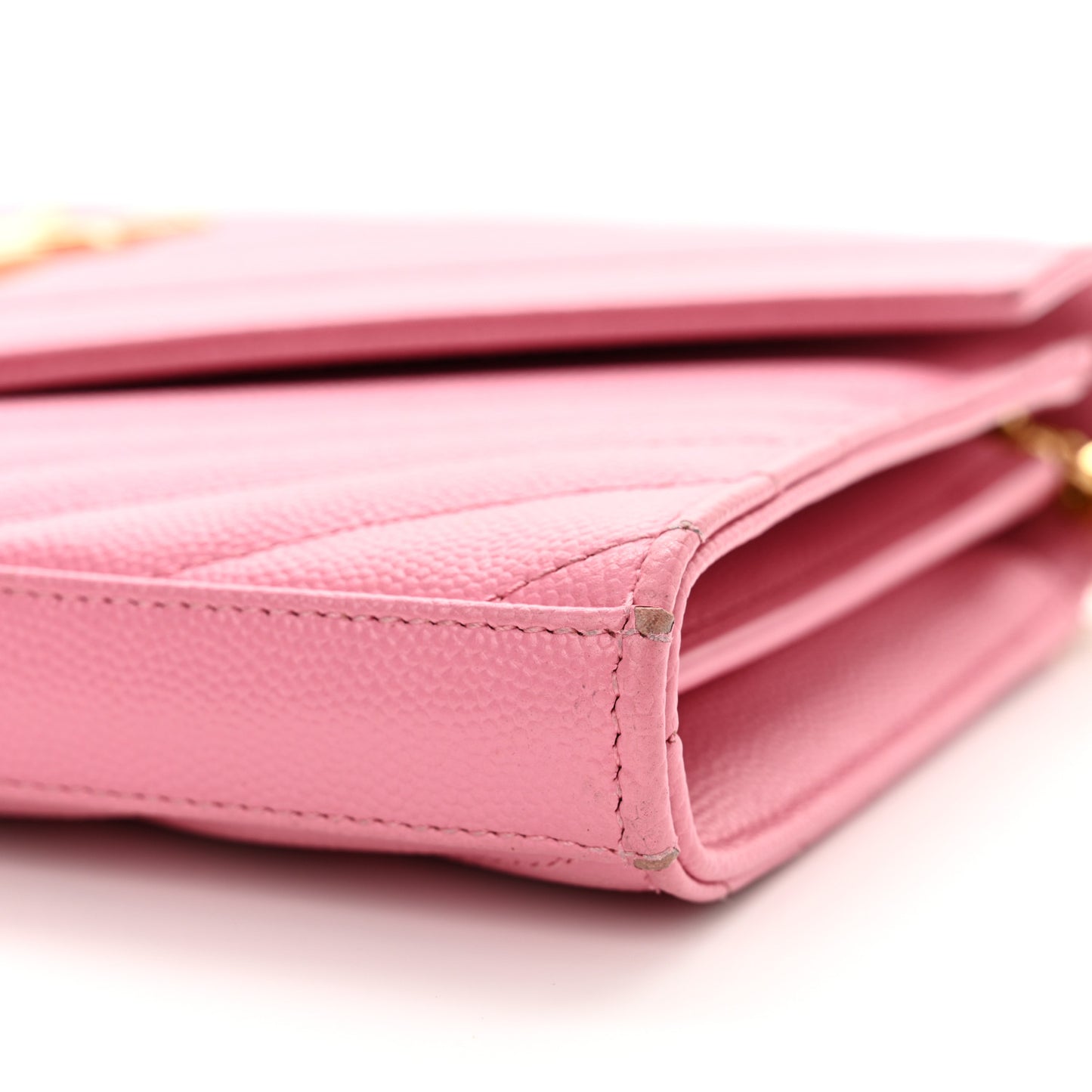 Grain De Poudre Matelasse Chevron Monogram Chain Wallet Indian Pink