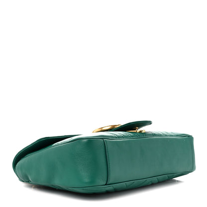 Gucci Calfskin Matelasse Medium GG Marmont Shoulder Bag Emerald Green 4 of 12