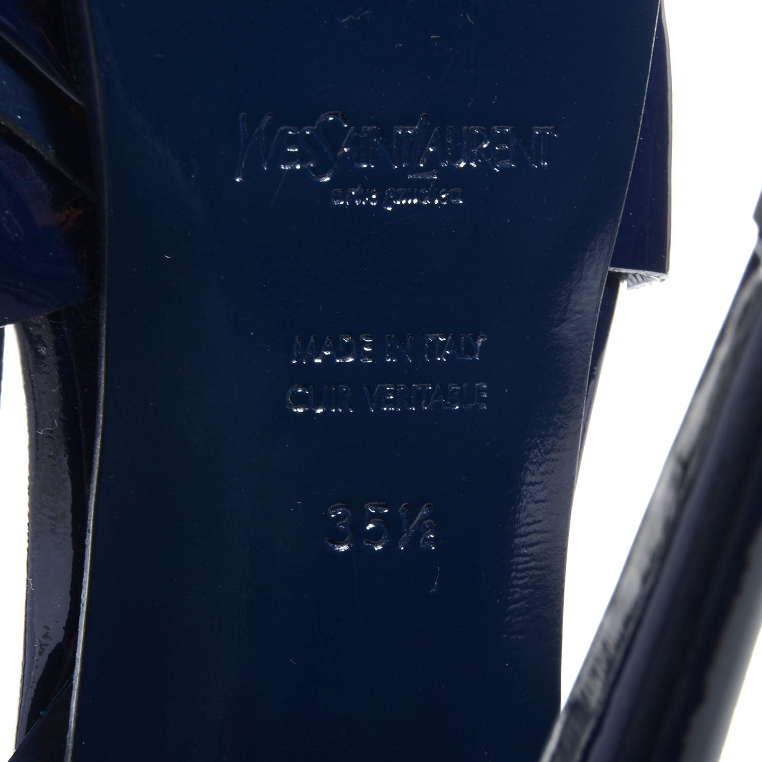 Saint Laurent Patent Tribute 105 Platform Sandals Navy 35.5 6 of 7