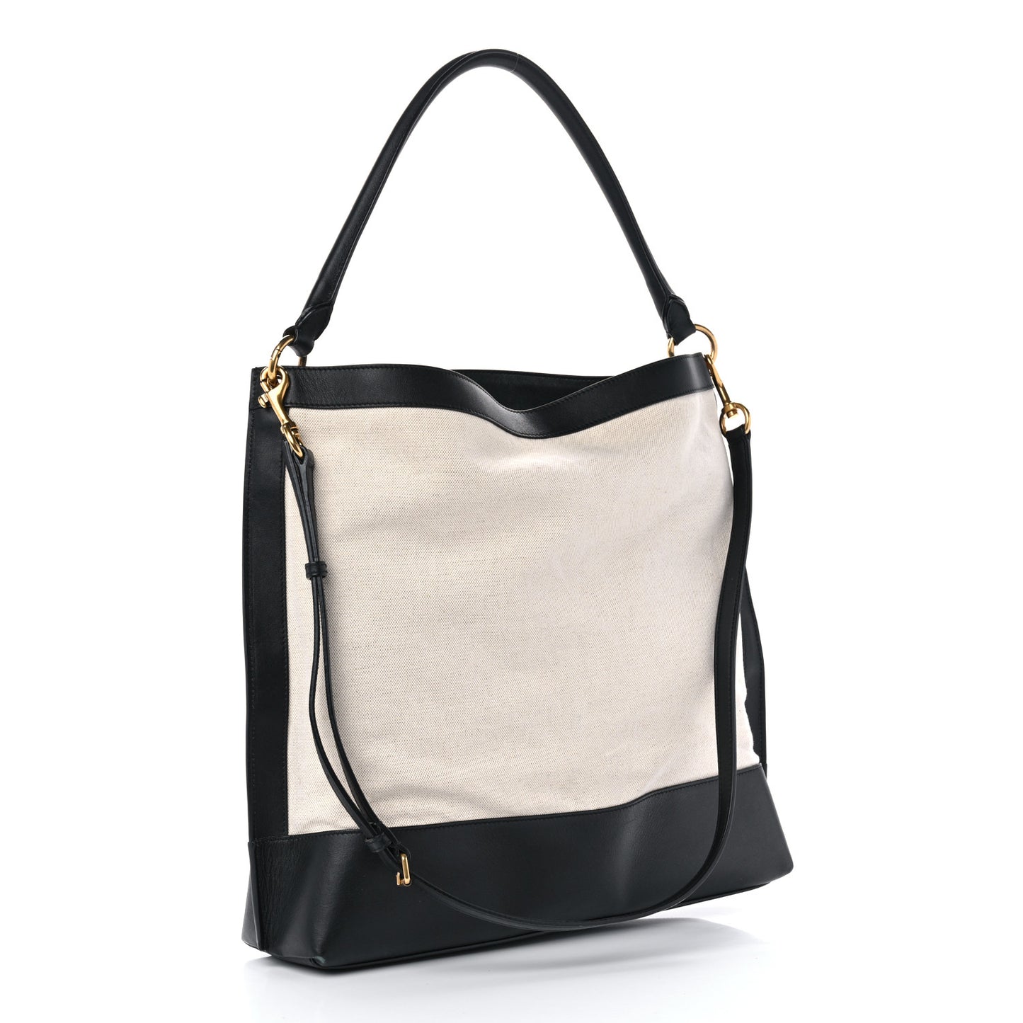 Canvas Calfskin Tag Hobo White Black