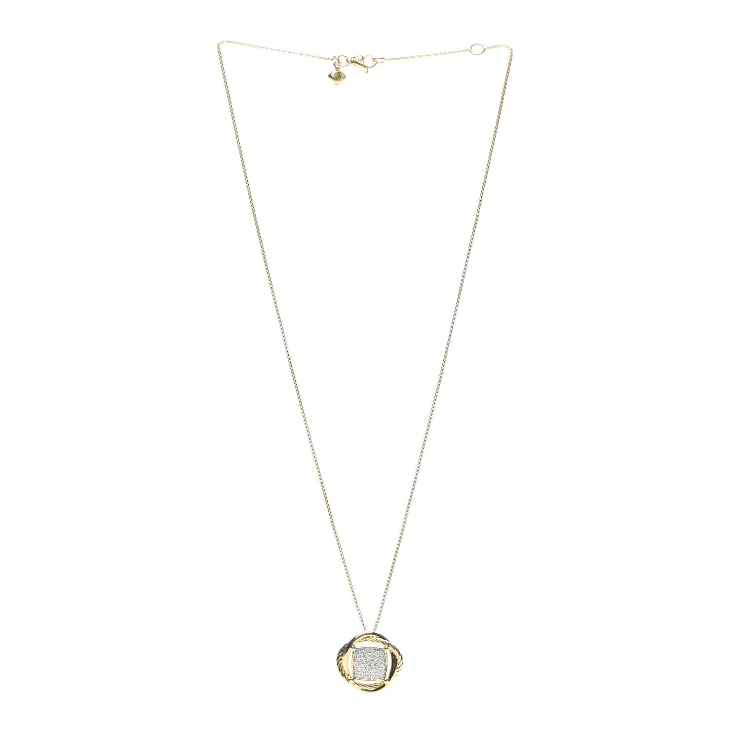 18K Yellow Gold Diamond 20mm Infinity Pendant Necklace