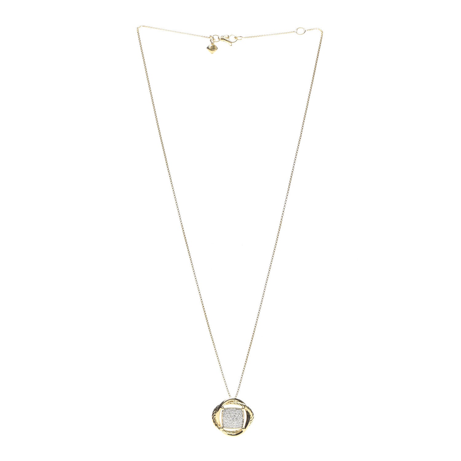 David Yurman 18K Yellow Gold Diamond 20mm Infinity Pendant Necklace 3 of 5