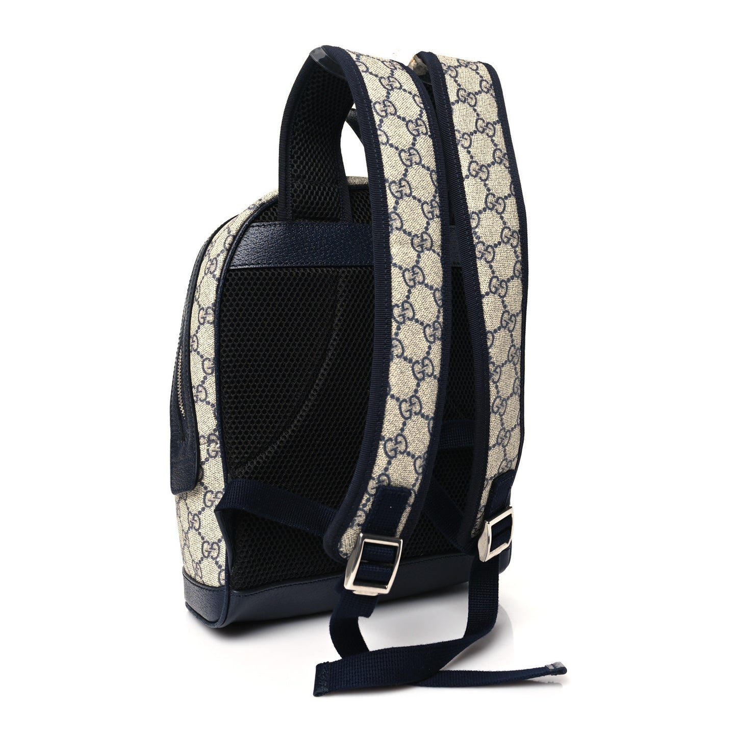 GG Supreme Monogram Textured Dollar Calfskin Web Small Ophidia Day Backpack Beige Blue Black