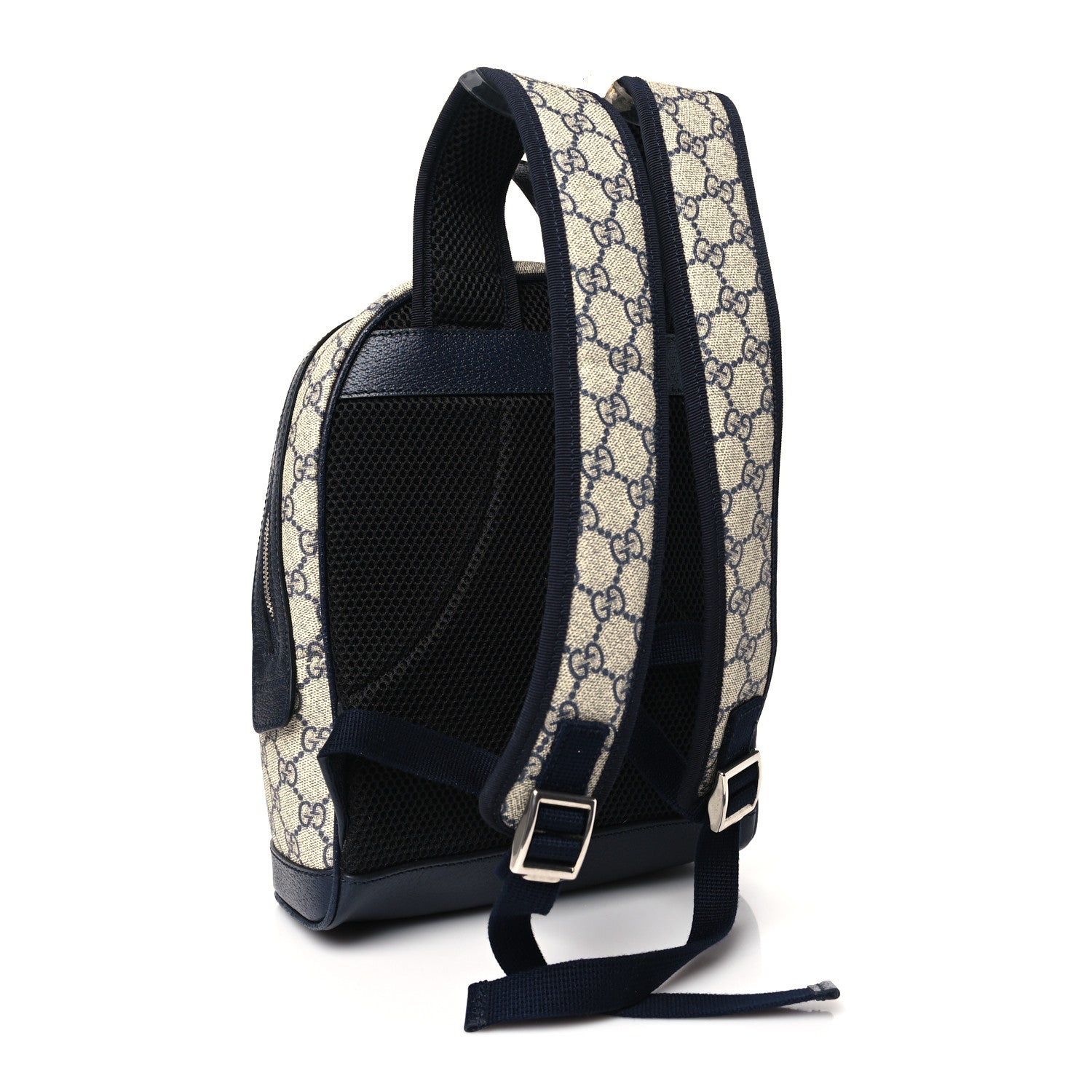 Gucci GG Supreme Monogram Textured Dollar Calfskin Web Small Ophidia Day Backpack Beige Blue Black 3 of 10