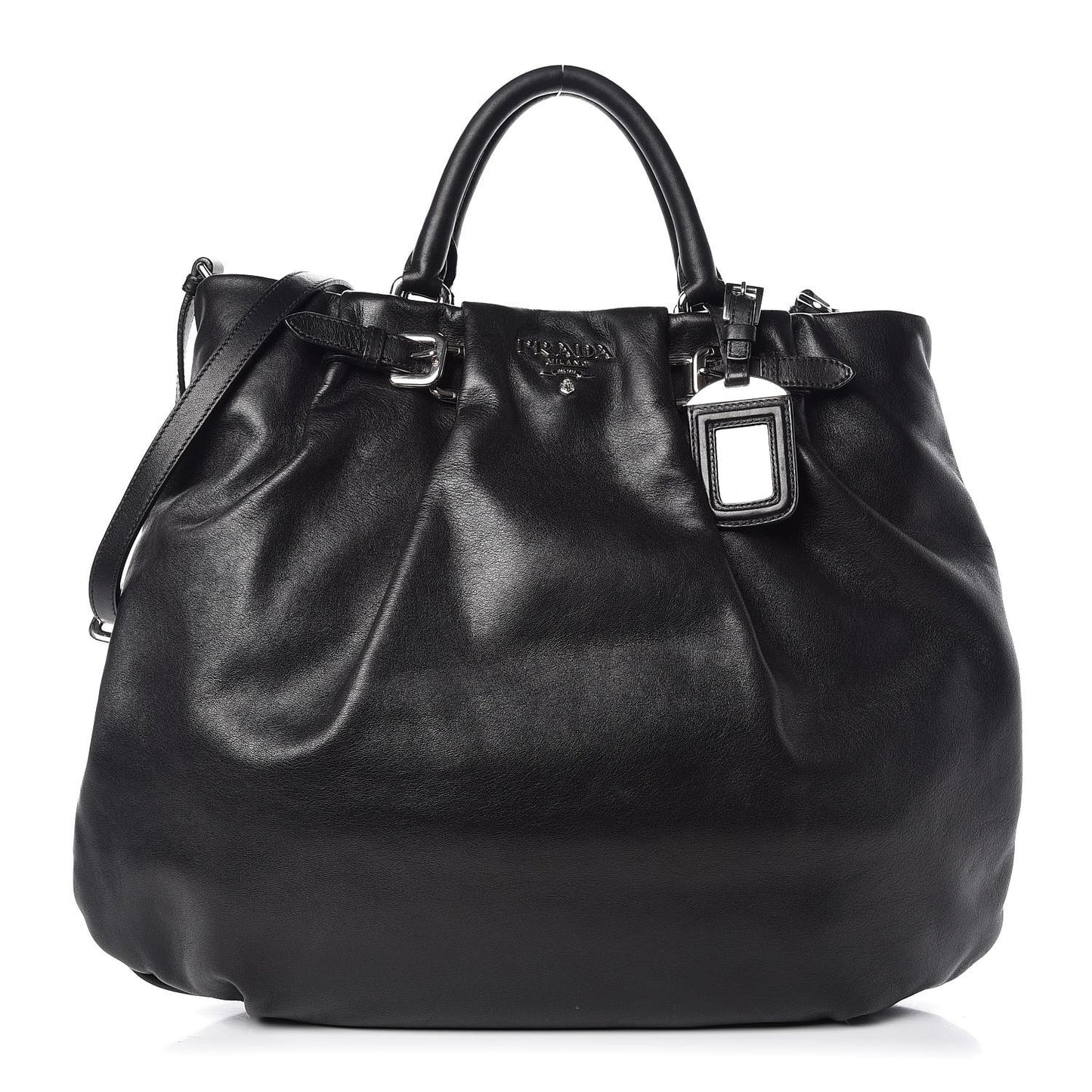 Soft Calf Pleated Tote Black
