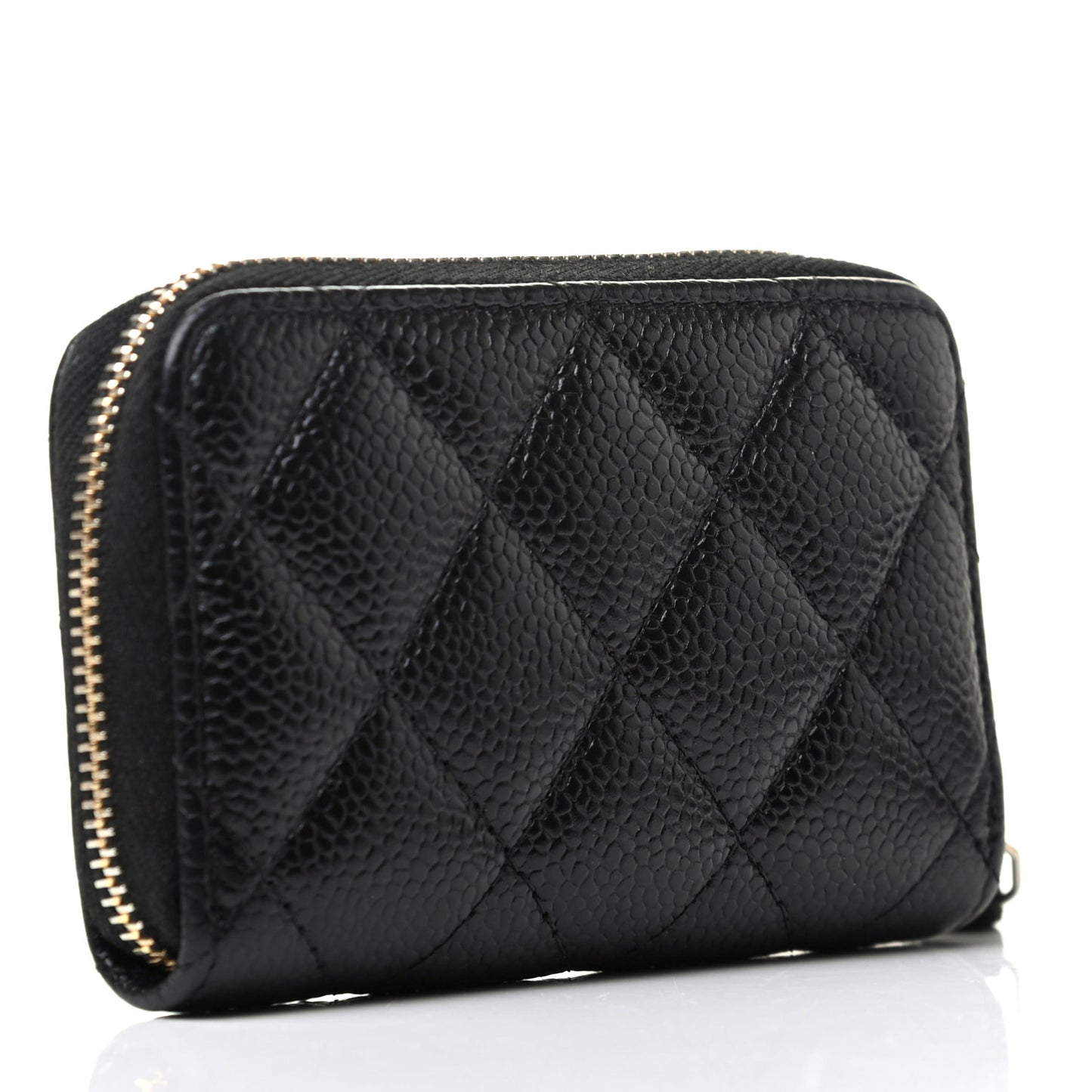 Caviar Quilted Zip Coin Purse Black