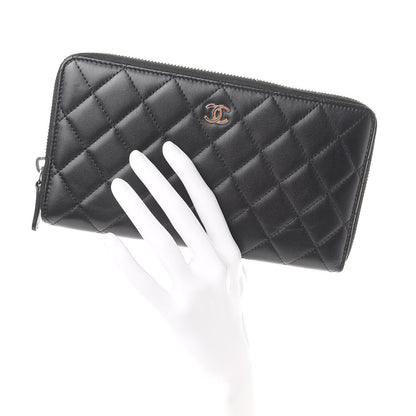 Chanel Lambskin Quilted Large Zip Around Organizer Wallet Black 2 of 11