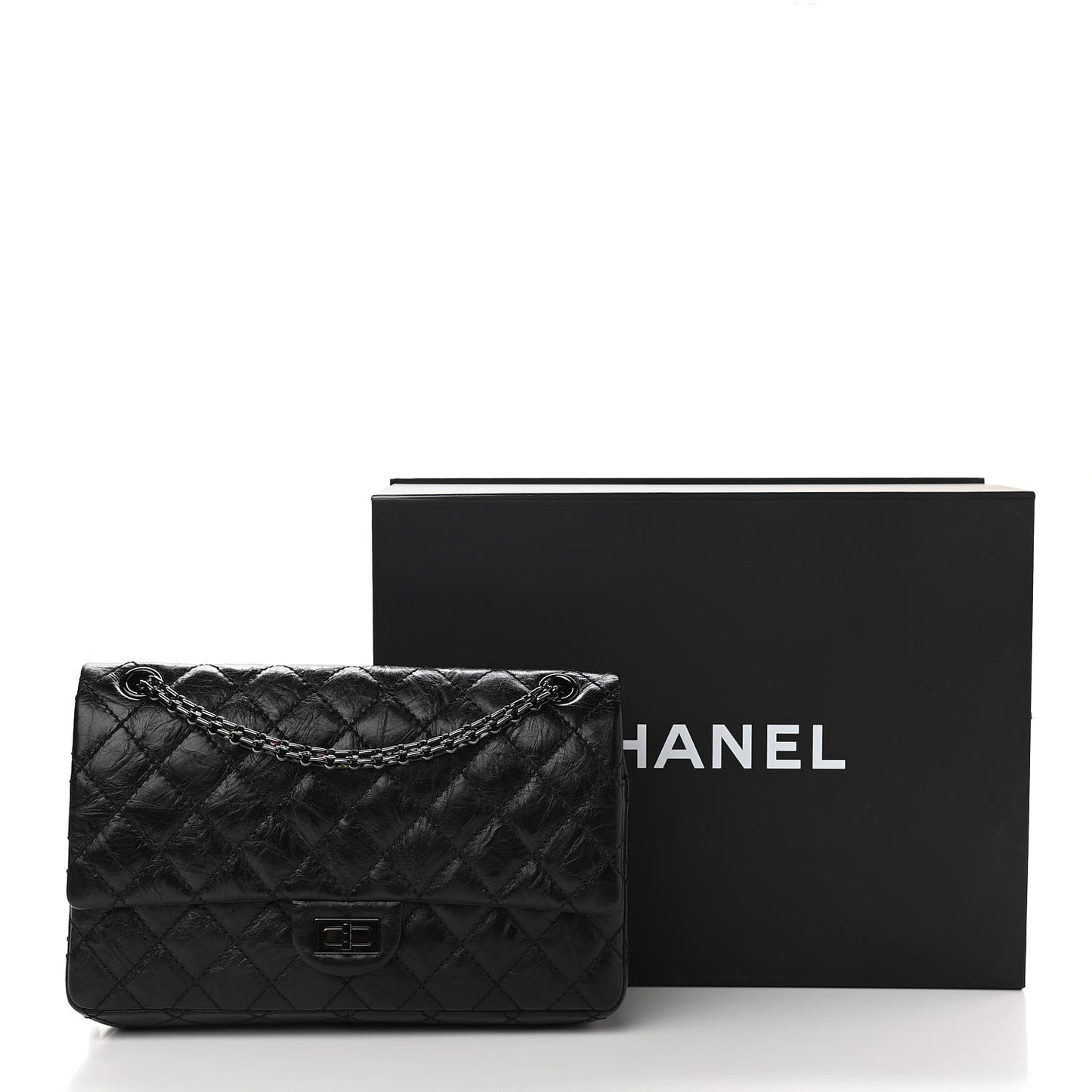 Aged Calfskin Quilted 2.55 Reissue 226 Flap So Black
