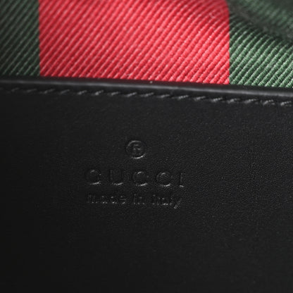 Gucci GG Supreme Monogram Textured Calfskin Small Emblem Shoulder Bag Beige Black 6 of 10