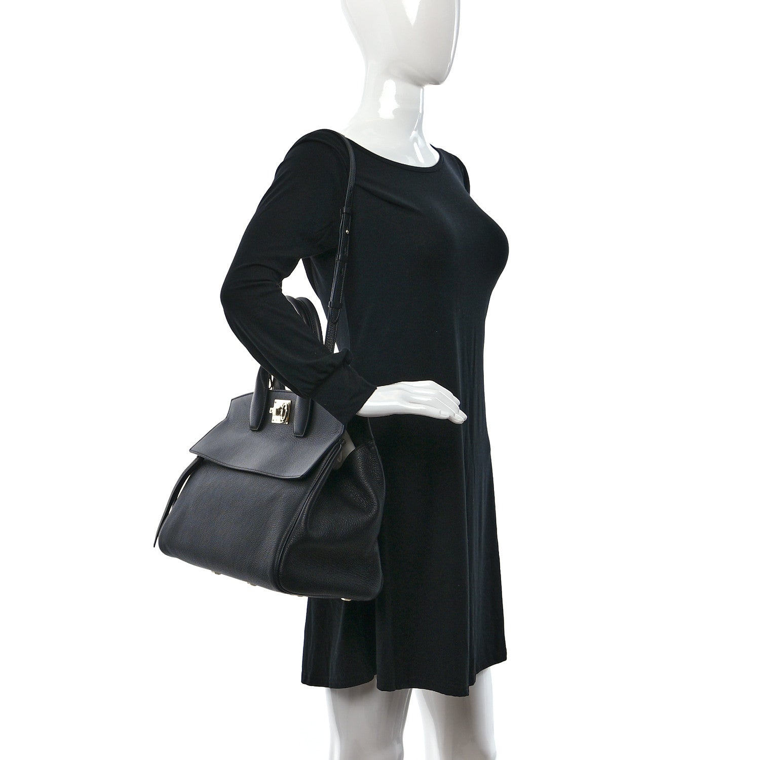 Salvatore Ferragamo Calfskin Large The Studio Bag Black 2 of 9