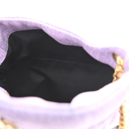 Saint Laurent Denim Quilted Small Loulou Puffer Monogram Chain Satchel Bleached Lilac 7 of 9