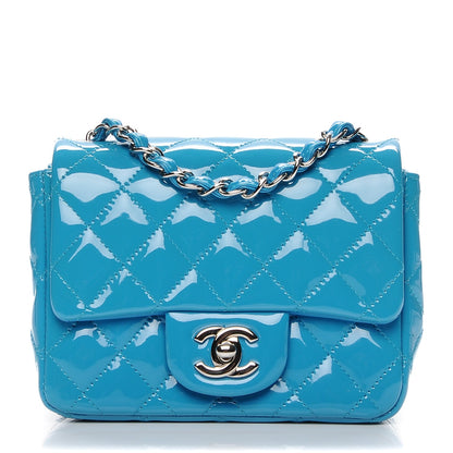 Chanel Patent Quilted Mini Square Flap Turquoise 1 of 8