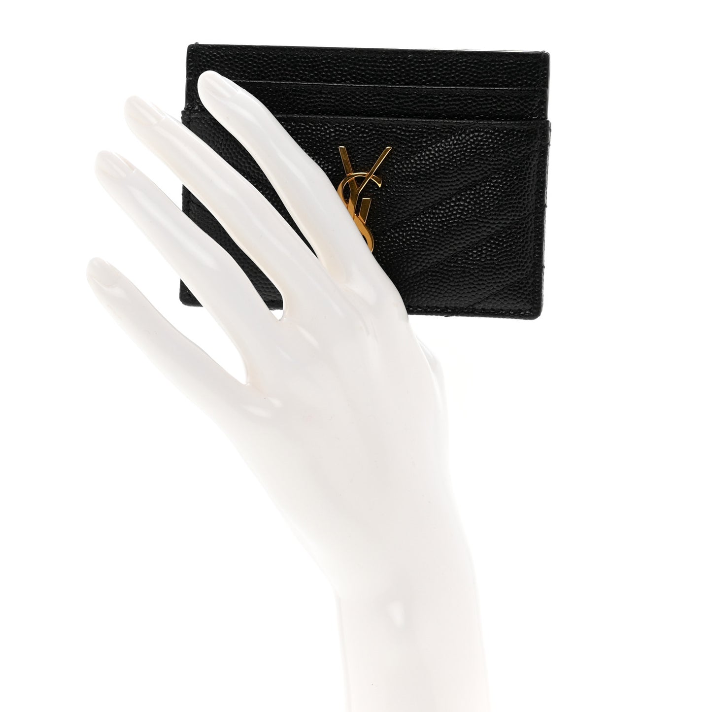 Grain De Poudre Matelasse Chevron Monogram Credit Card Case Black