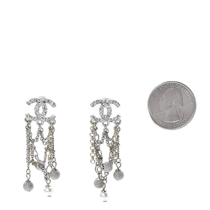 Chanel Pearl CC Chain Drop Earrings Light Gold Pearly White 2 of 5