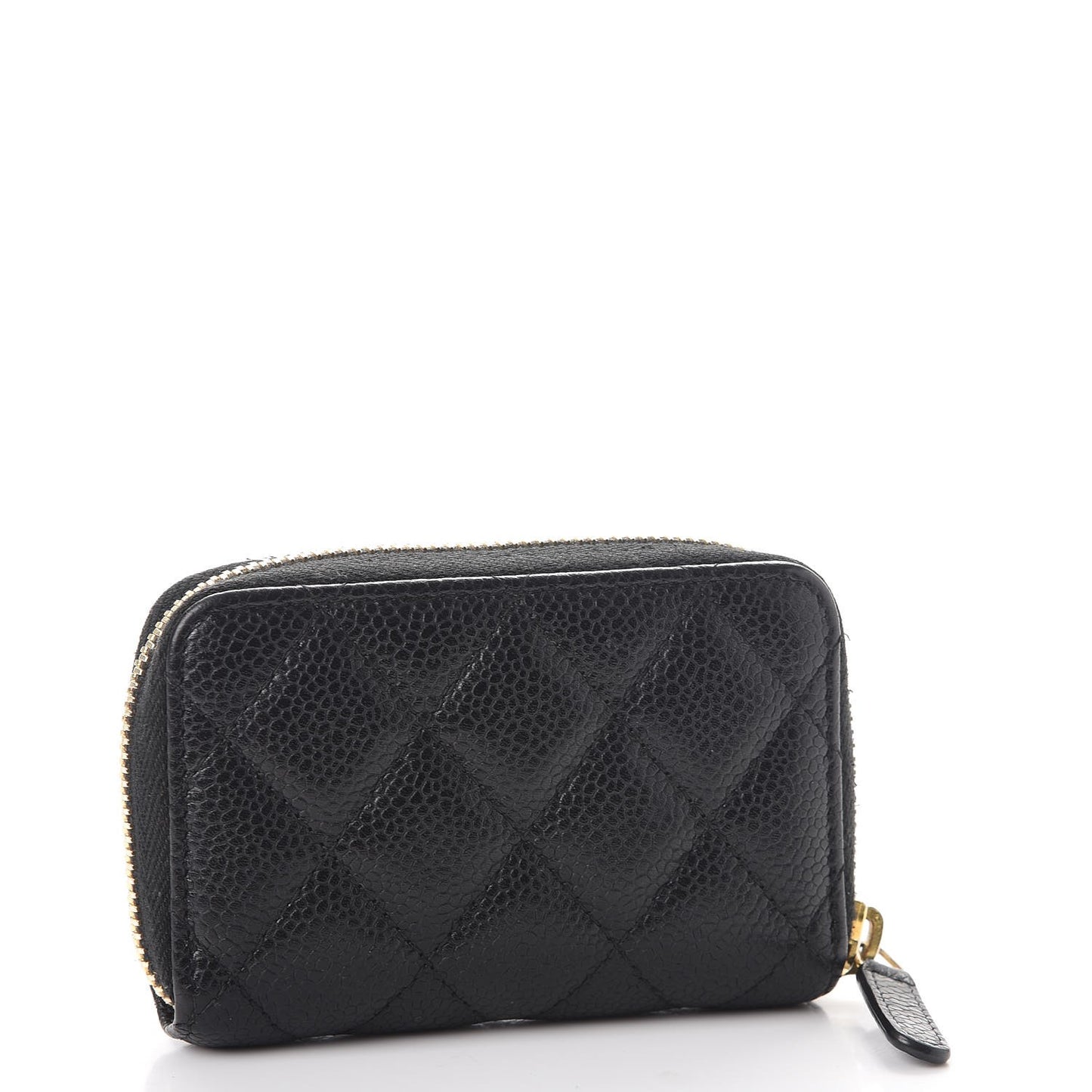 Caviar Quilted Zip Coin Purse Black