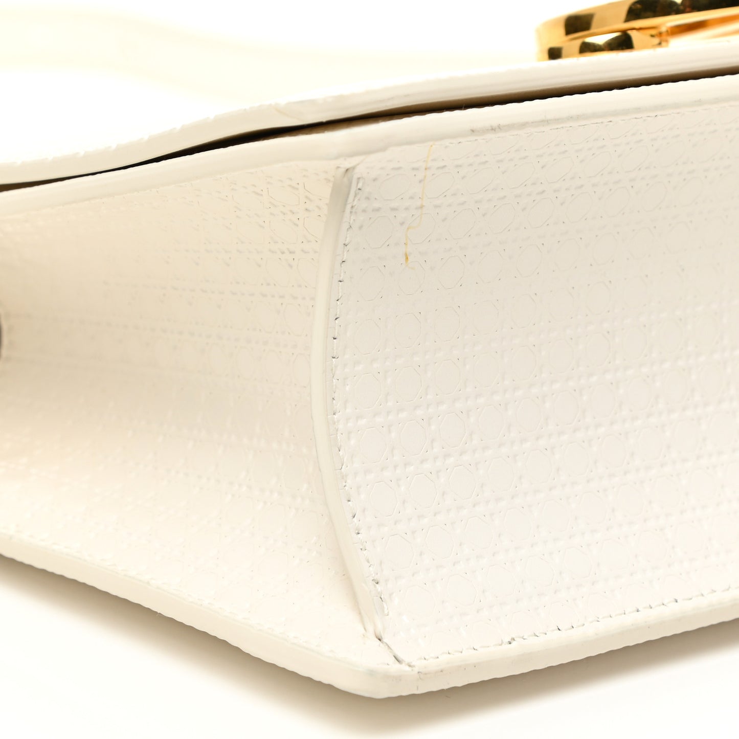 Patent Micro-Cannage 30 Montaigne Chain Flap Bag White