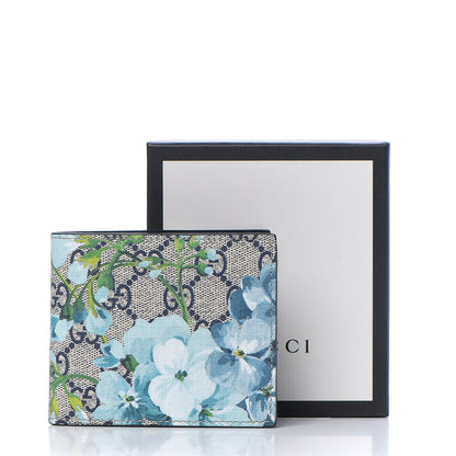 Gucci GG Supreme Monogram Blooms Bi-Fold Wallet Beige Blue Navy 7 of 7
