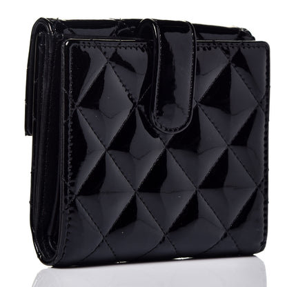 Chanel Patent Quilted Compact French Flap Wallet Black 3 of 7