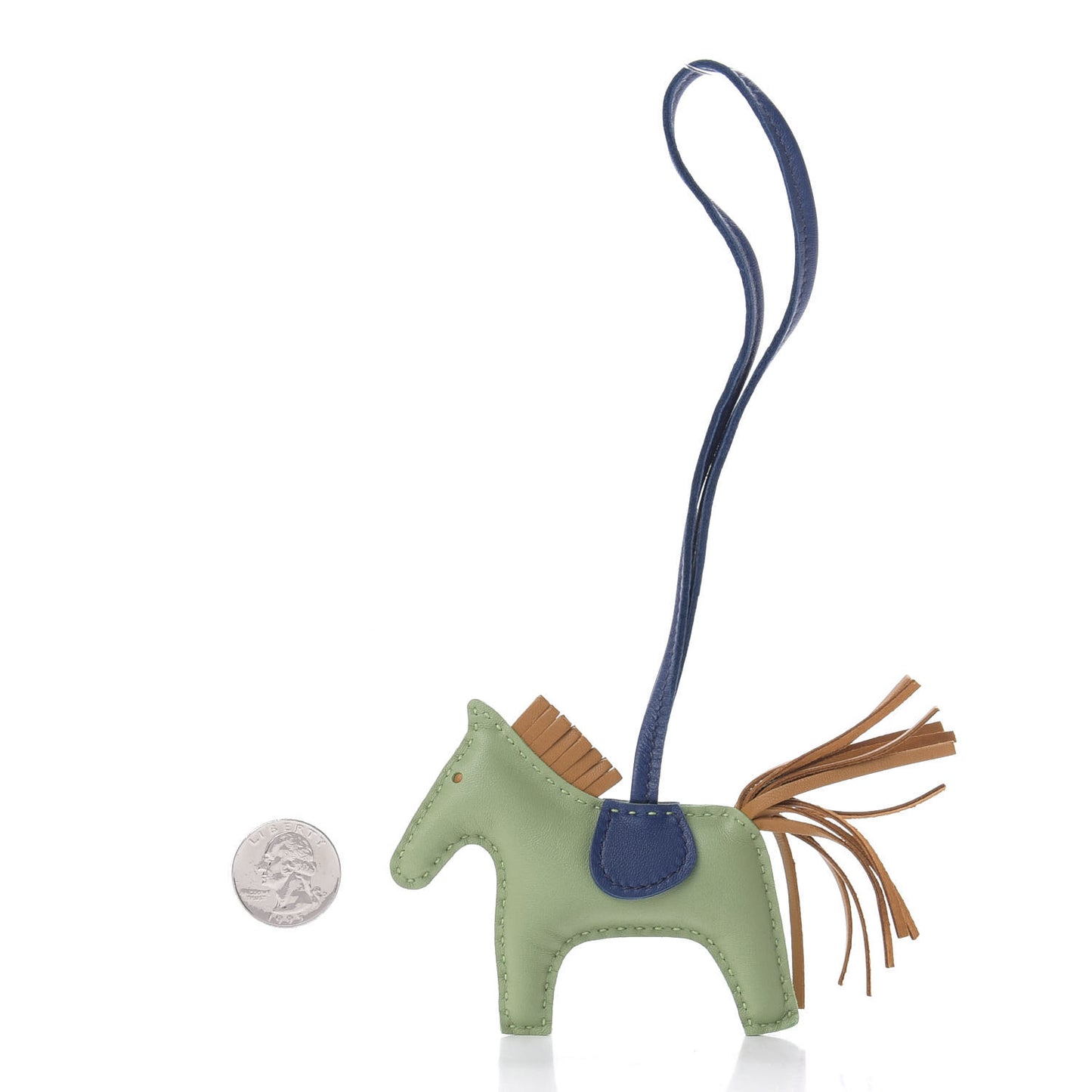 Milo Lambskin Grigri Rodeo Horse Bag Charm PM Vert Criquet Sesame Bleu de Malte