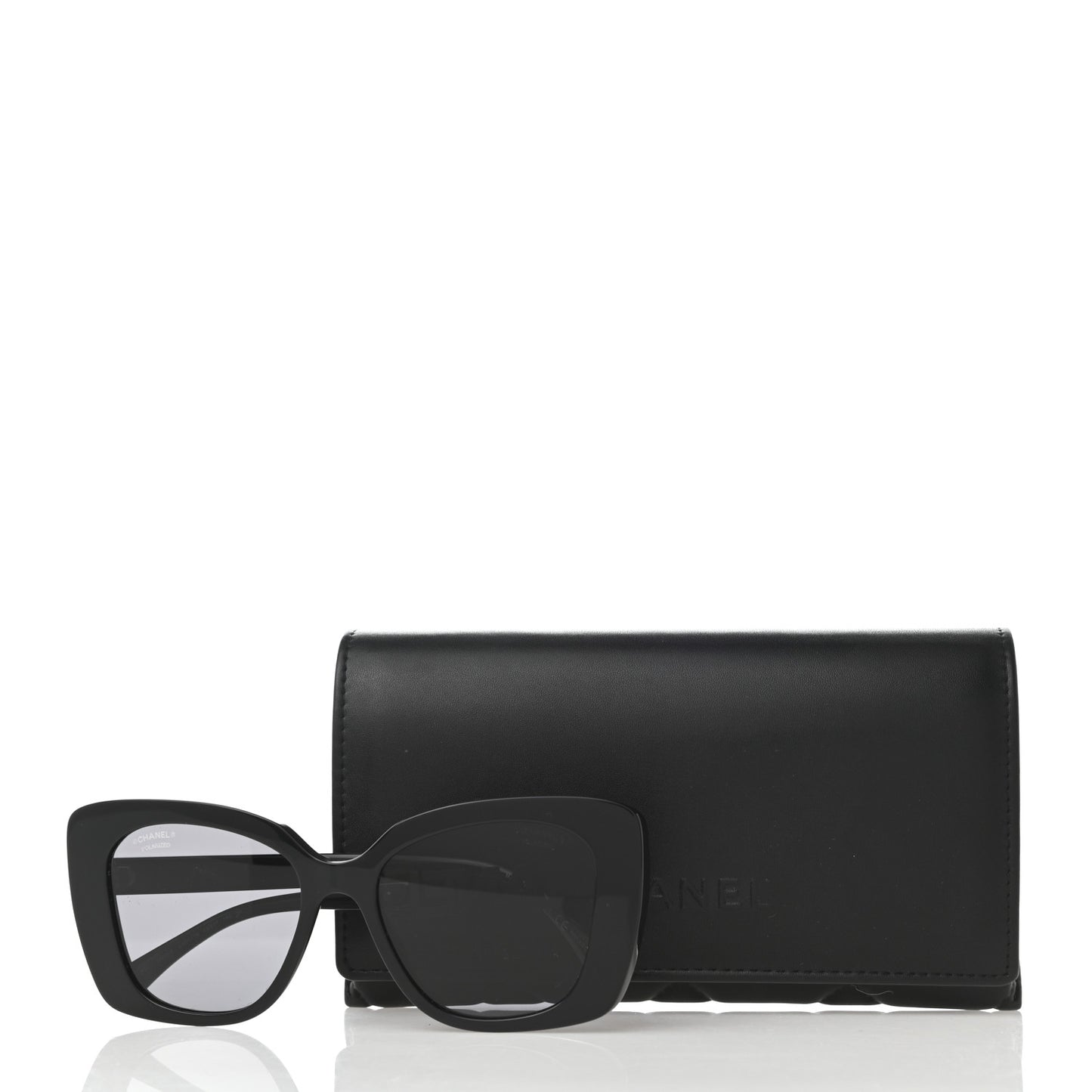 Acetate Strass Polarized Square Sunglasses 5422-B Black
