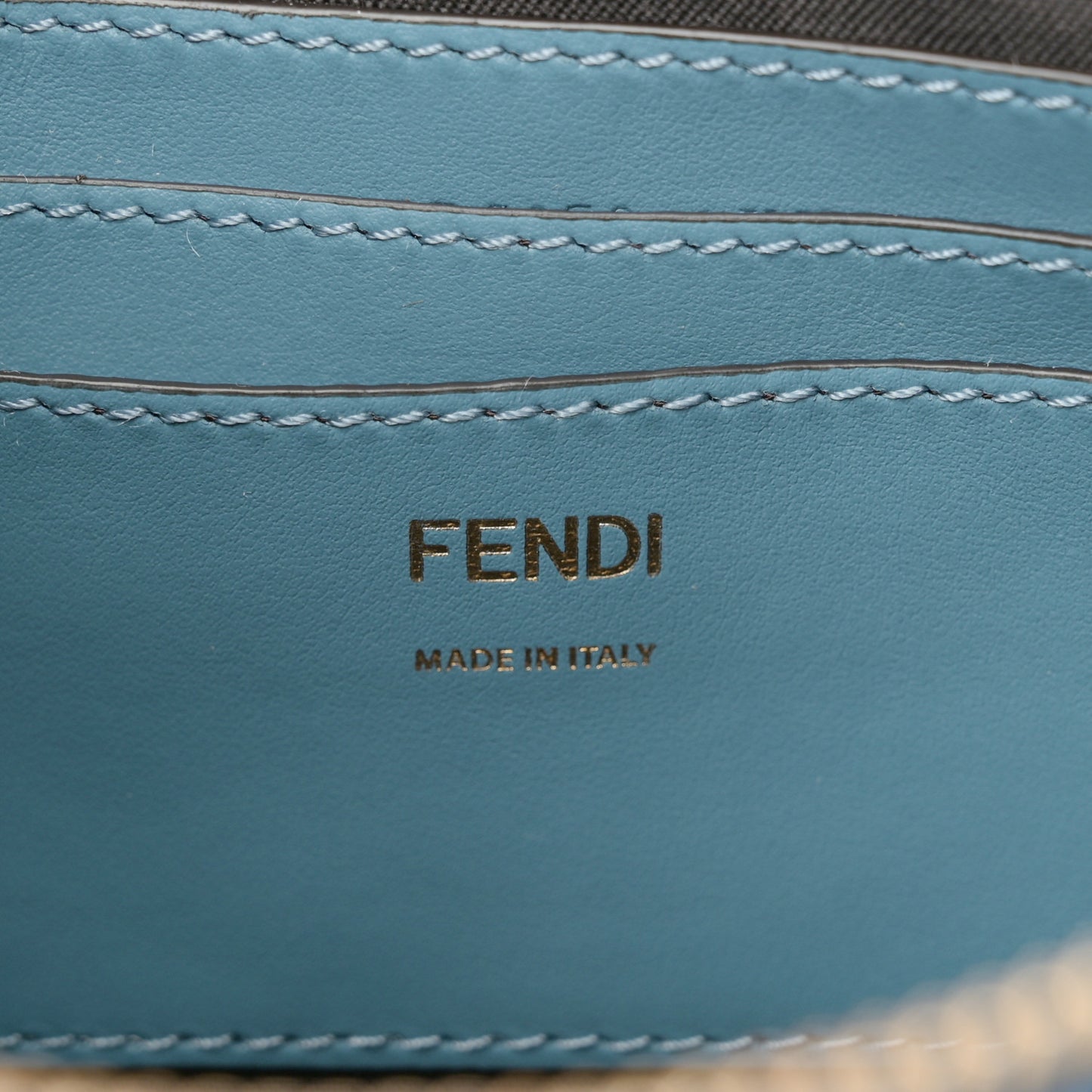 Denim Effect Fabric Jacquard FF Baguette Pouch Blue
