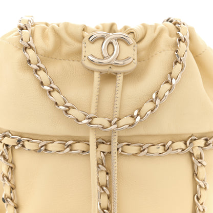 Chanel Lambskin Bucket Chain Drawstring Bag Yellow 8 of 11
